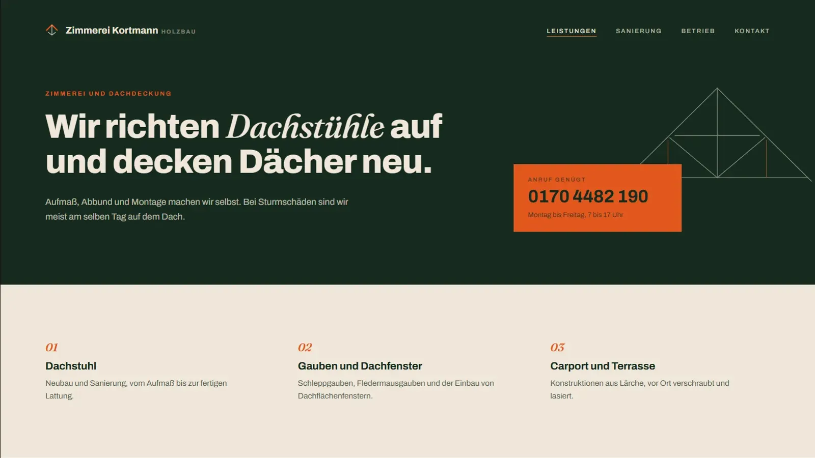 Beispiel WordPress Seite eines Handwerkbetriebs