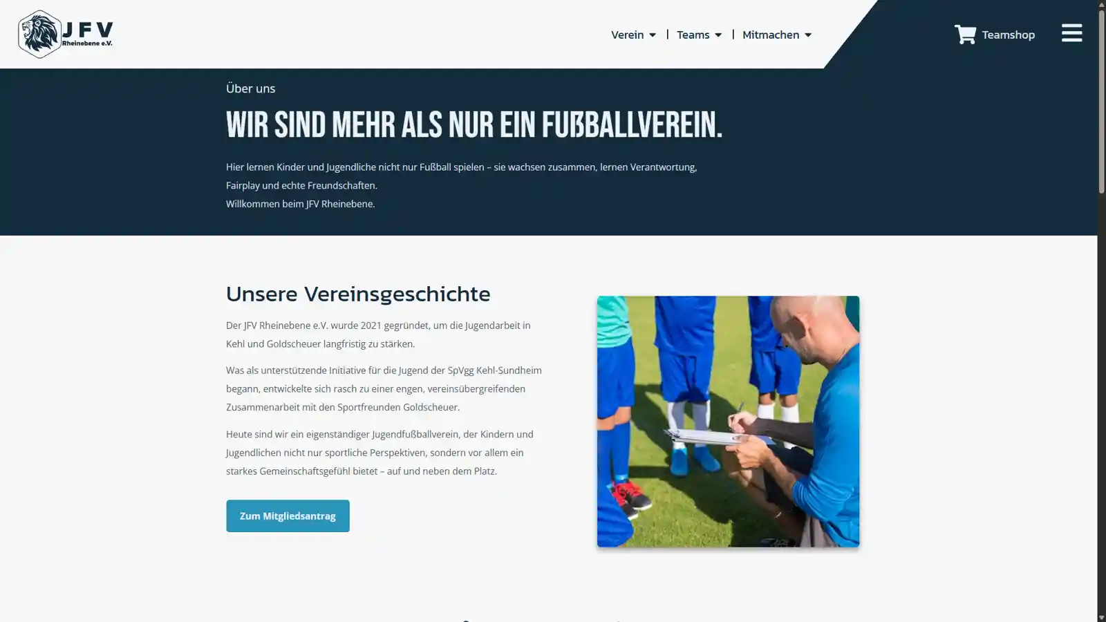 Website JFV-Rheinebene e.V. Seite "Über uns"