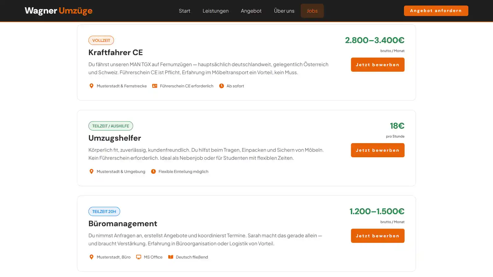 Website Wagner-Umzuege Stellenangebote