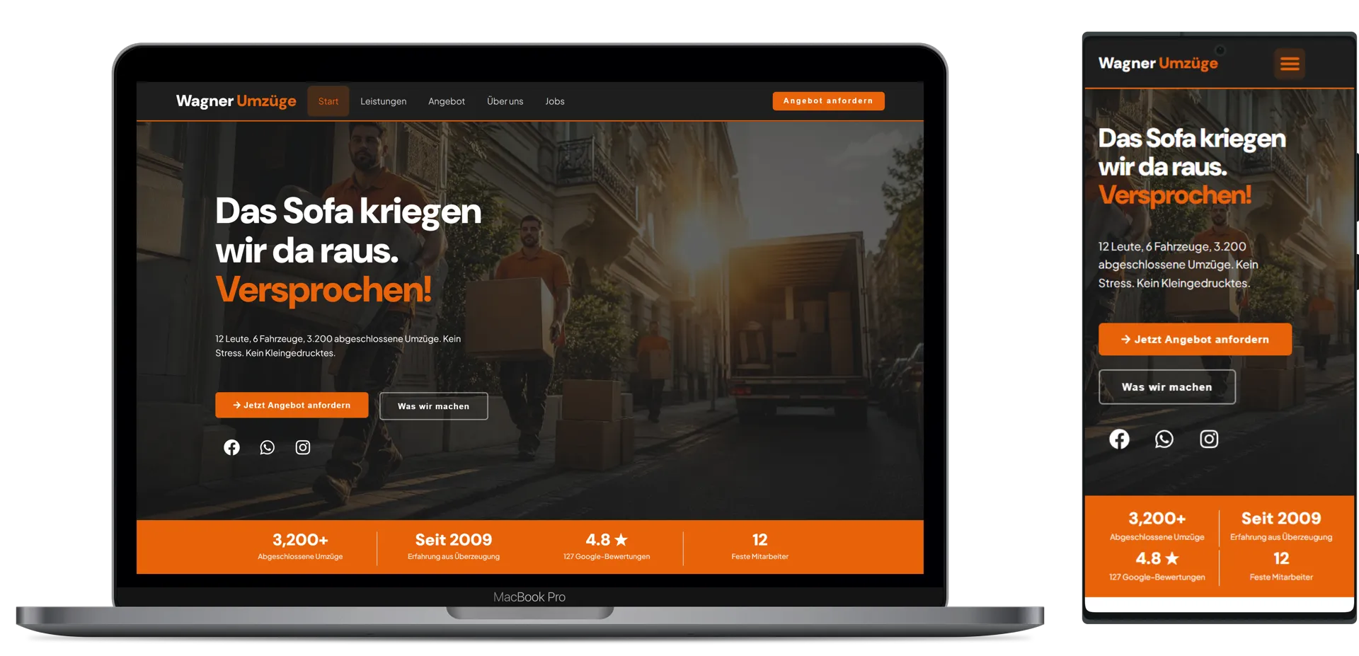 Website Wagner-Umzuege auf Laptop und Handy